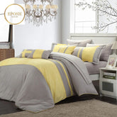 Luxury Pleated Duvet Set - Yellow and Grey